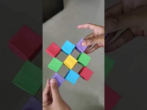 Origami Moving Cubes! #shorts #origami #jonakashima #modular #folding #papercraft #cube #colors