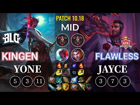 BLG Kingen Yone vs APK Flawless Jayce Mid - KR Patch 10.18