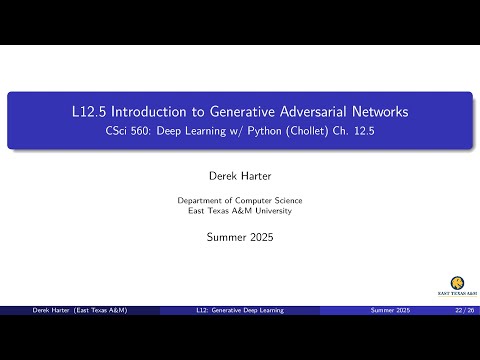 L12.5: Introduction to Generative Adversarial Networks