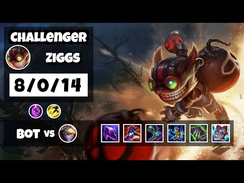 Ziggs vs Ezreal KOREAN Challenger BOT (8/0/14) - v11.14