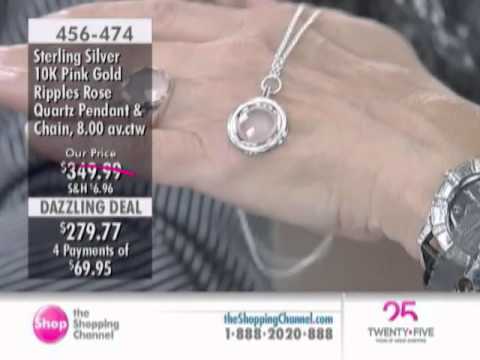 Sterling Silver & 10K Gold Ripples Rose Quartz Pendant & Chain at The Shopping Channel 456474