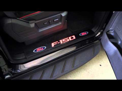 RECON Part # 264321FDBKRD Ford 09-14 F-150 Door Sill Black Finish - F150 & Ford Logo in RED LED