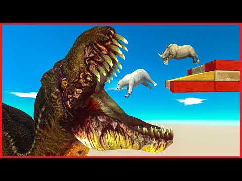 PASS T-REX and PUNCH INTO SPIKES and DANGEROUS WATER TANK - Animal Revolt Battle Simulator