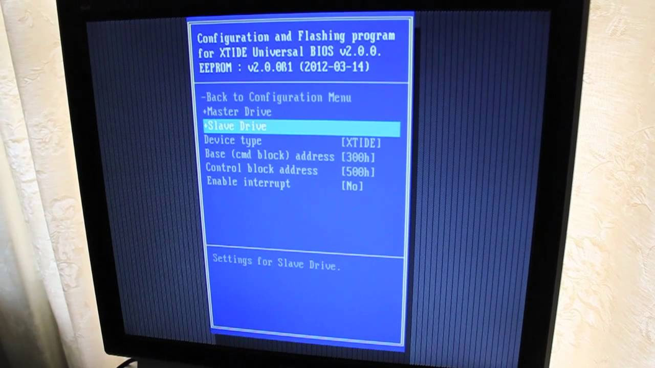 XTIDE Settings for the Sega TeraDrive