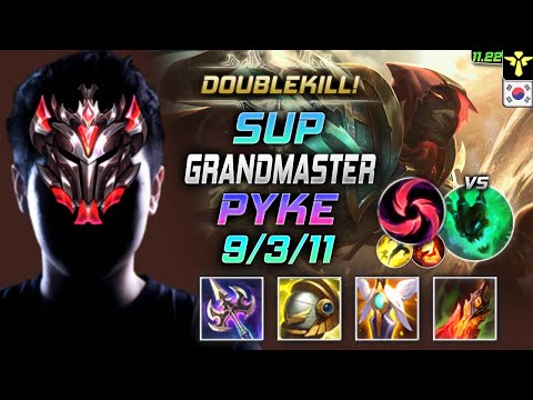 GrandMaster Pyke Support vs Thresh - 천상계 서폿 파이크 템트리 룬 그림자 칼날비 パイク Пайк 血港鬼影 派克 - KR 11.22