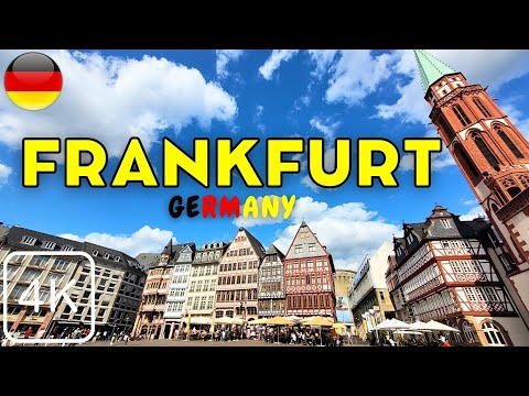 Frankfurt, Alemanha🇩🇪 Passeio a pé em 4K
