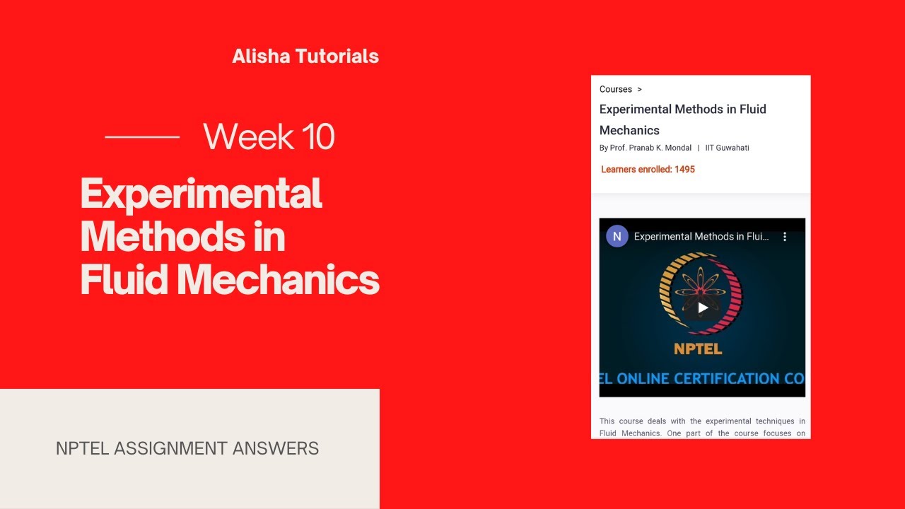 Experimental Methods in Fluid Mechanics Nptel Assignment Answers Week 10