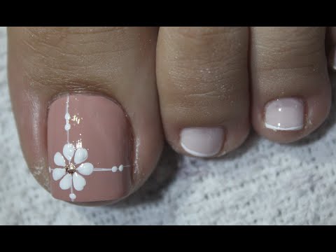 DISEÑO DE UÑAS FLOR Y FRANCES PARA PIES FACIL DE HACER – FLOWERS NAIL ART – FRENCH NAIL ART – NLC