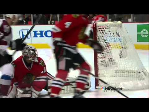 John Mitchell goal 1-1 Mar 6 2013 Colorado Avalanche vs Chicago Blackhawks NHL Hockey