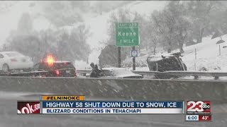 Highway 58 in Tehachapi shut down due to snow, ice