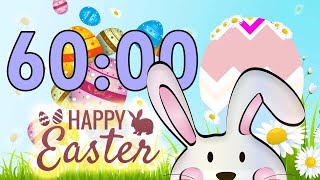 60 Minute 🐰 Happy Easter 🥚 Countdown Timer - Spinning Easter Egg - Fun Music Alarm!