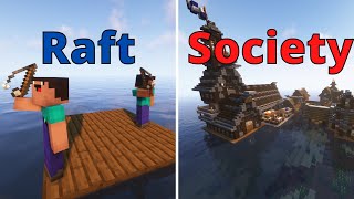 I made 100 Players Simulate Raft Civilization In Minecraft