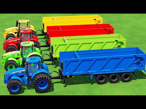 TRANSPORTING & HARVESTING SUGARCANE w/ HUGE JOHN DEERE TRACTOR & COLORED TRAILER! FS22