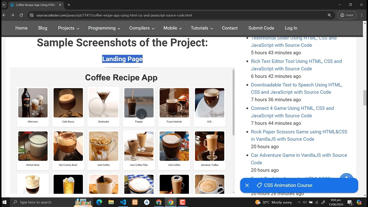 Coffee Recipe App HTML, CSS and JavaScript with Source Code