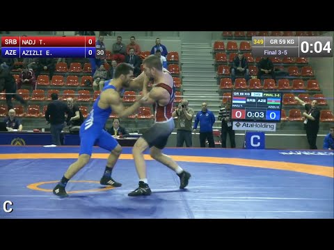 BRONZE GR - 59 kg: Eldaniz AZIZLI (AZE) df. Tamas NADJ (SRB), 6-1