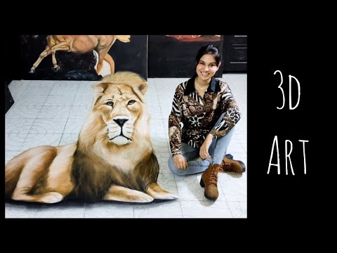  3d rangoli art lion by shikha sharma