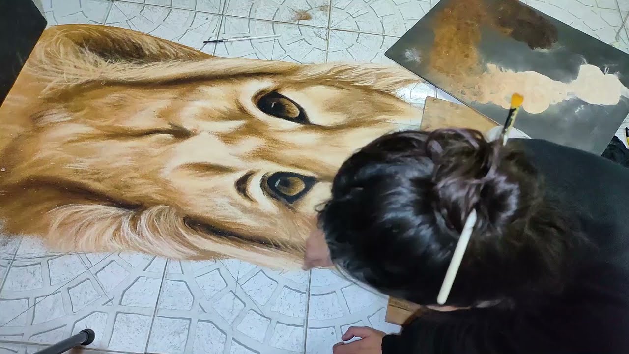  3d rangoli art lion by shikha sharma