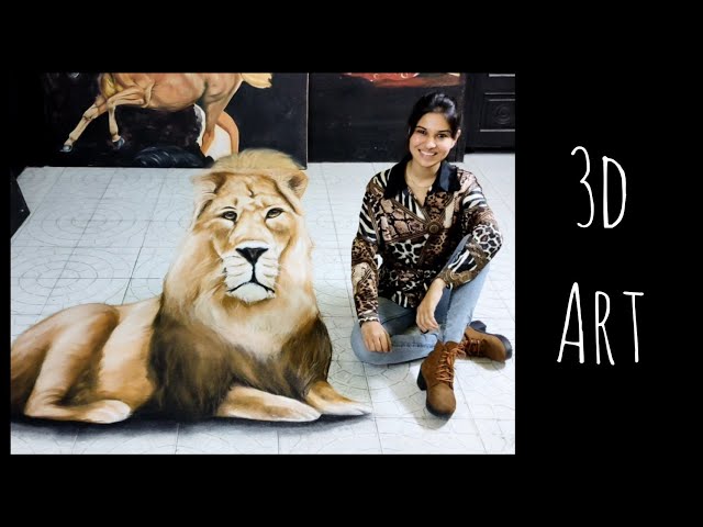 3d rangoli art lion by shikha sharma