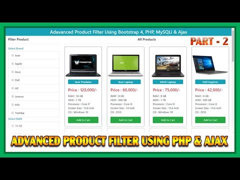 2 Advanced Product Filter Using Bootstrap 4 PHP MySQLi and Ajax