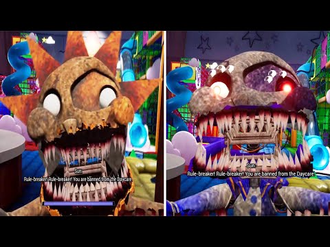 Nightmare MON V S Nightmare SUN  JUMPSCARE Gregory | FNAF Security Breach
