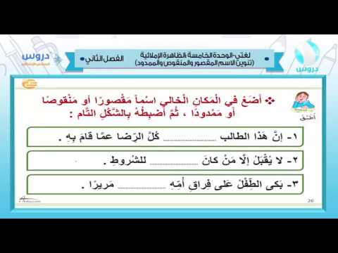 السادس الابتدائي| الفصل الدراسي الثاني 1438| لغتي | (تنوين الاسم المقصور والمنقوص والممدود)