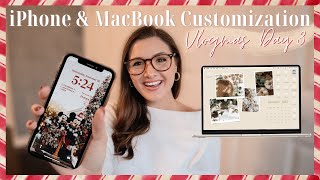 iOS 16 Winter iPhone Customization + Customizing my M2 MacBook Air for Christmas | Vlogmas Day 3