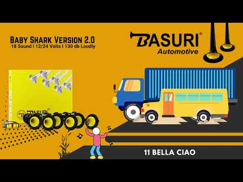BASURI® Musical Air Horn (Baby Shark 2.0) Version 18 Super Loud Sounds 6 Pipe For Bus and Truck