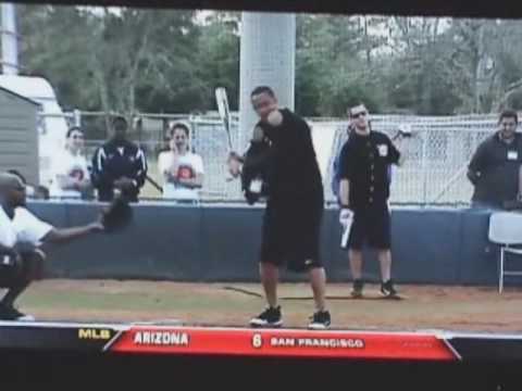 Manatees Godfather Umpiring Celebrity Softball game