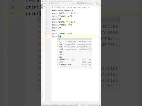 Matrix Subtraction In Python Python Tutorial 87 Python Matrix Python Tutorial In Hindi