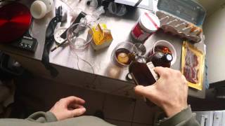 egg scramble with baby kale roasted tomatoes and mushrooms + iced coffee with whipping cream