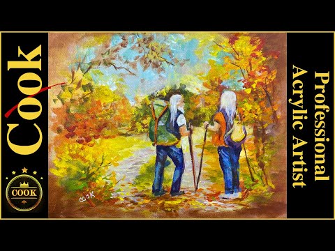 Painting Jon and Ginger on a Fall Hike in Acrylics or How to Add Your Own Hikers