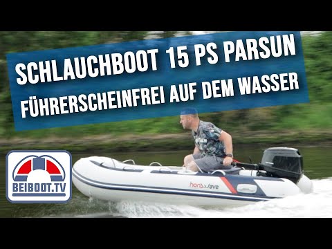 ⚓ Schlauchboot mit Parsun 15 PS Führerscheinfrei an einem Honda Honwave T30 AE3