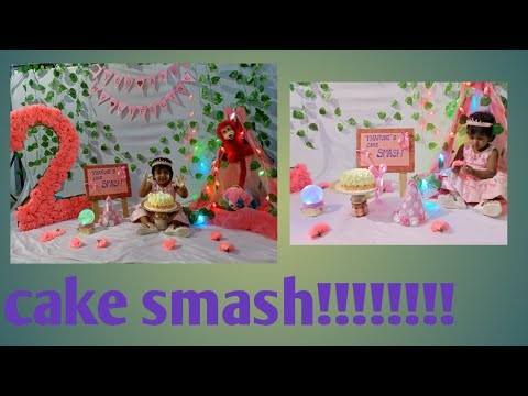 tharuni's 2nd birthday cake smash!!!!!smash the cake!!!!cake smash at home//smart tharuni......