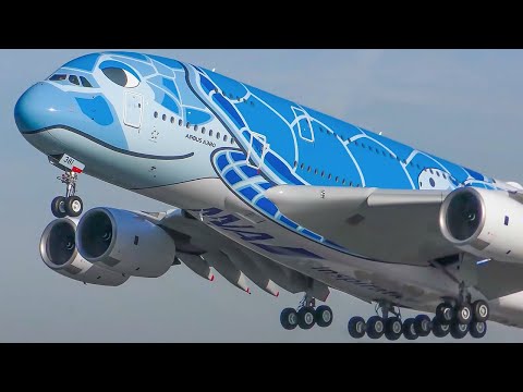 90 MINUTES AIRPLANES ONLY - Airbus A380 ONLY - A380 Landing, Departure, Go Around ... (4K)