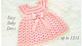 Download lagu Easy Crochet Dress or Frock for 0-3M baby girl with headband VARIOUS SIZES  - Crochet for baby mp3