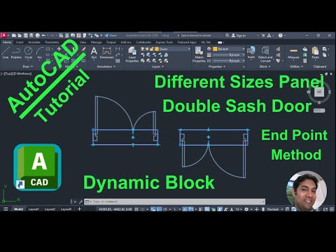 How to Create Different Sizes Panel Double sash Door as Dynamic Block in AutoCAD