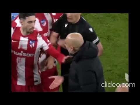 Angel Correa kicks the ball into Jack Grealish’s face