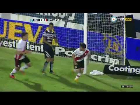 Gol de Mora. Gimnasia LP 2 - River 3 | Primera División 2015 - Fecha 7
