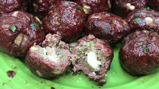 Smoked Cheese Stuffed Meatballs