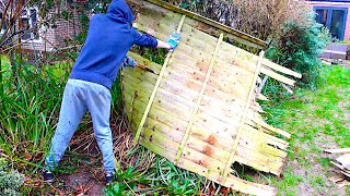 What the storms did to all our wooden fence panels...