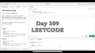YouTube video 'Day 309: LeetCode Problem 164. Maximum Gap - Swift'