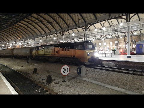 Colas Rail class 70 stops at Newcastle for driver change.
