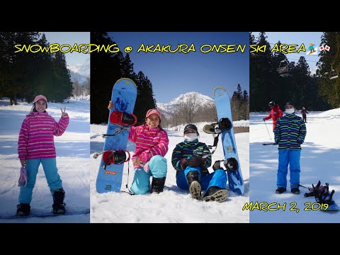 Snowboarding at Akakura Onsen Ski Area, Myoko-shi Niigata Japan