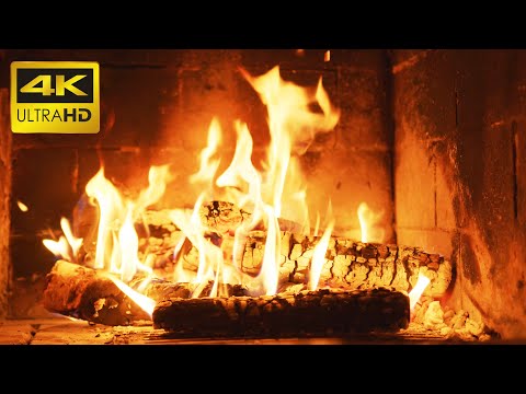 ???? Relaxing Fireplace (10 HOURS) with Burning Logs and Crackling Fire Sounds for Stress Relief 4K UHD