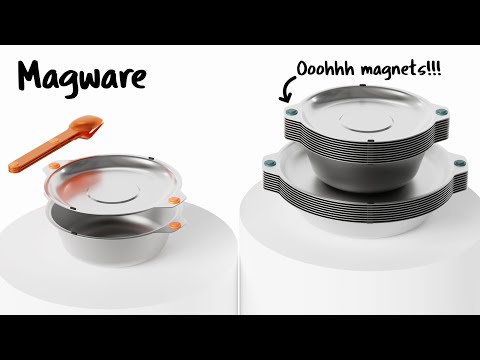 Magware 2.0 - Magnetic Bowls, Plates and Cutlery Sets