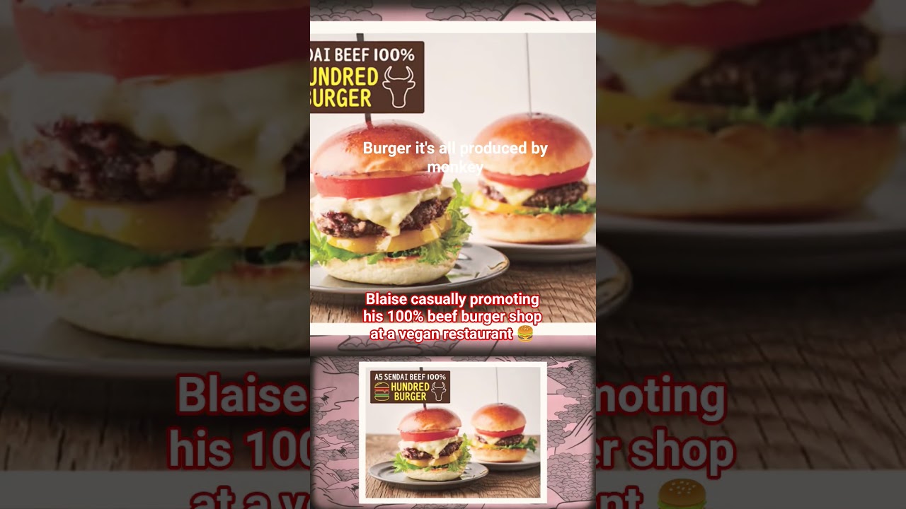 Yo Bro.Why are you promoting your  100% beef burger at a vegan restaurant? 😏🍔🌱  #monkeymajik