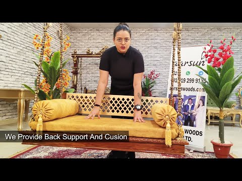 YT814 Modern Wooden Swing For Living Room  | Teak Wood Swing with Brass Chain Video
