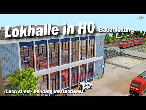 Imposing H0 engine hall / engine shed (building instructions)