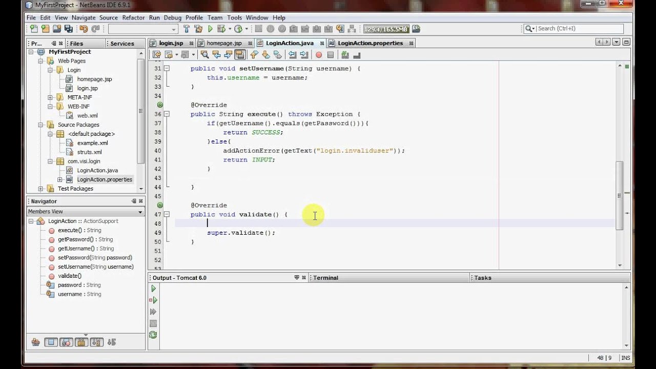 struts2 in Netbeans IDE by Visi