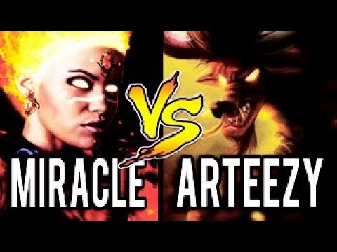 Miracle [Lina] Vs Arteezy [Earthshaker] 9k vs 10k MMR Epic Battle Dota 2